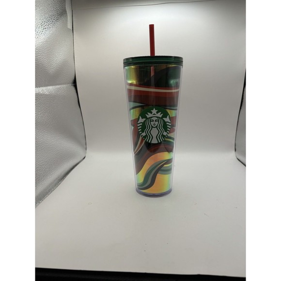 Starbucks Christmas 2021 24oz Holiday Mult. Colored Swirl Tumbler Cold Cup - Picture 1 of 4
